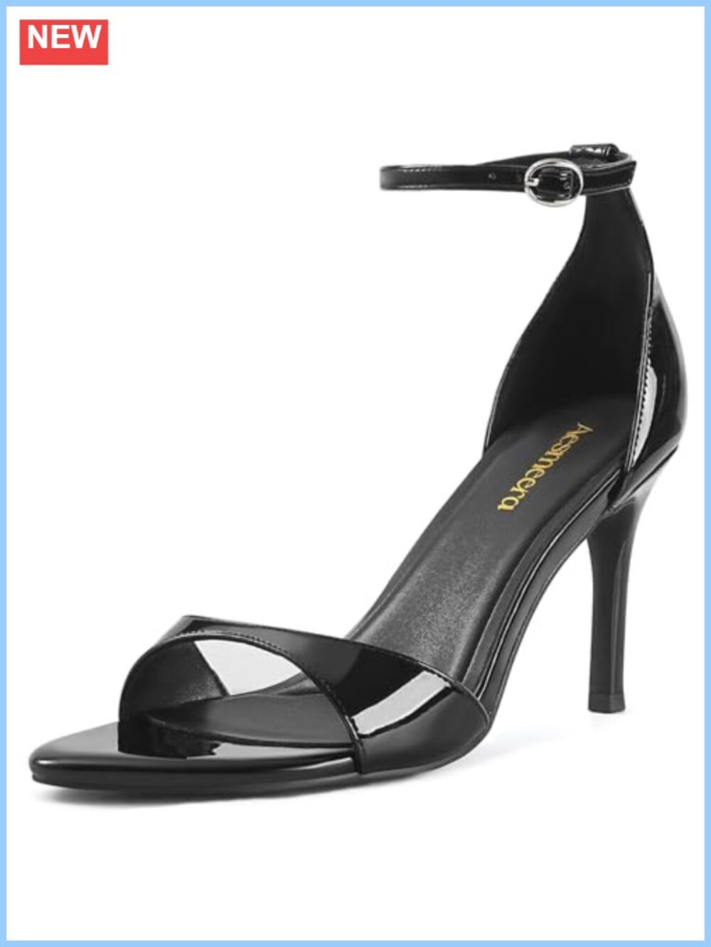 Women Stiletto High Heels Faux Leather Ankle Strap Heeled Sandals